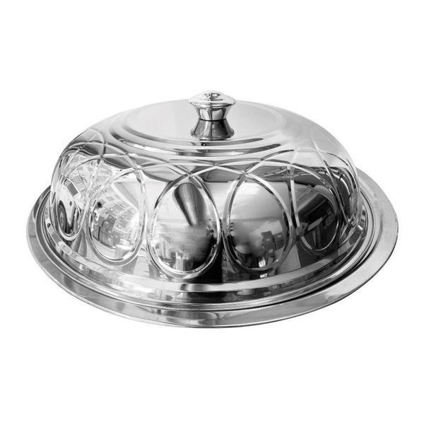 Silver Plated Stainless Steel Biryani Plate with Lid 60 cm (Ctn Box 12 units)
