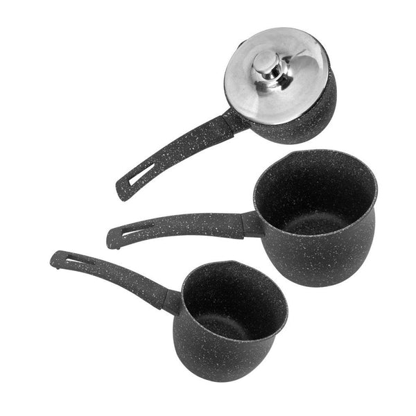 Grey Non Stick Aluminium Base Coffee Pot Set of 3 Pcs 8.5/9.5/10.5 cm (Ctn Box 12 units)