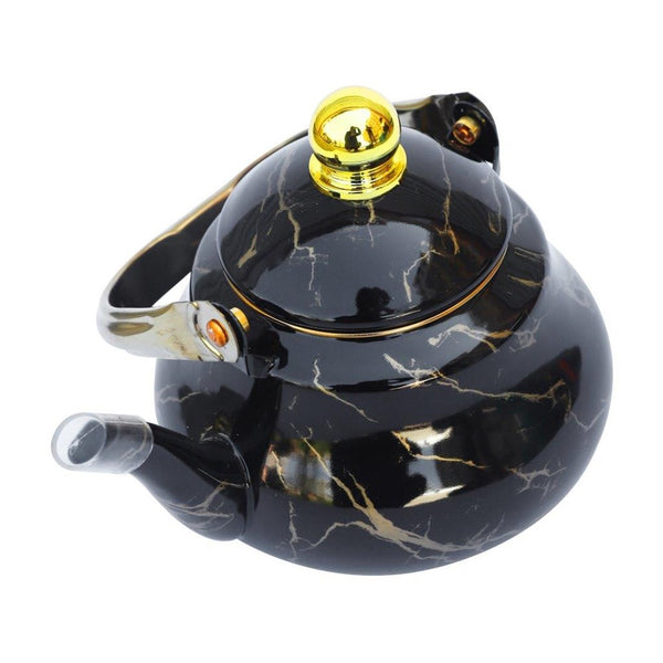 Black Abstract Enamel Stovetop Tea Pot Kettle 1.5L cm (Ctn Box 24 units)