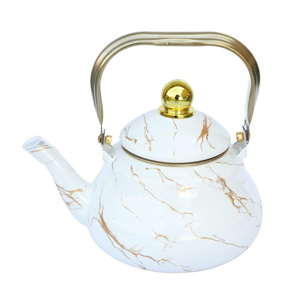 White Abstract Enamel Stovetop Tea Pot Kettle 1.5L cm (Ctn Box 24 units)