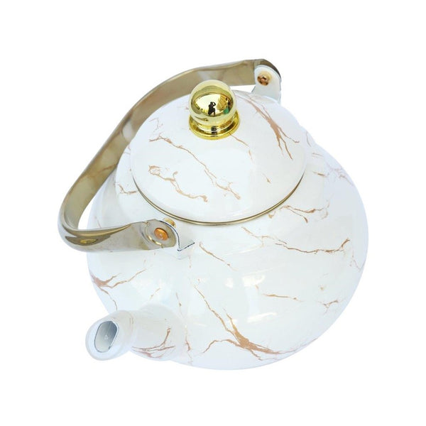 White Abstract Enamel Stovetop Tea Pot Kettle 2.5L cm (Ctn Box 18 units)