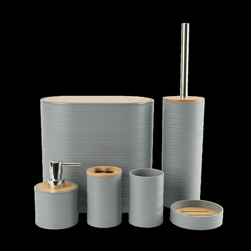 Plastic Grey Bathroom Accessories Soap Dispenser Toothbrush Holder Set of 6 Pcs 13*11*10.5 cm (Ctn Box 12 units)