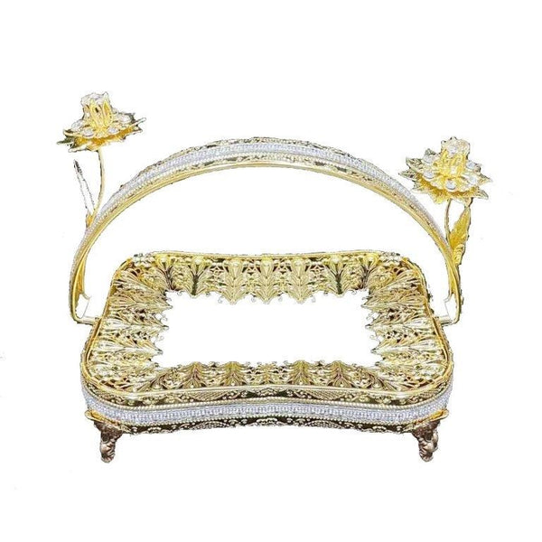 Engraved Deco Gold Gift Basket Fruit Plate Nuts and Chocolates Serving Tray 32*23*24 cm (Ctn Box 10 units)