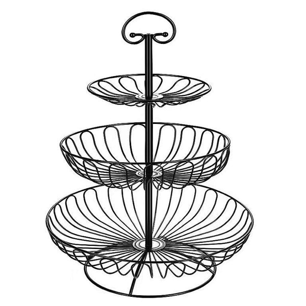 Black Metal Multi Layer Swing Fruit Basket 30*30*40 cm 3 layer  (Ctn Box 20 units)