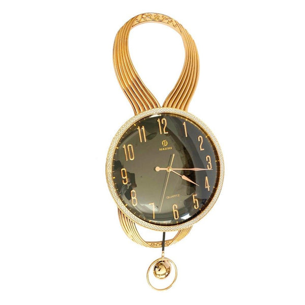 Decorative Black Round Analog Wall Clock with Pendulum 66.5*32 cm (Ctn Box 12 units)