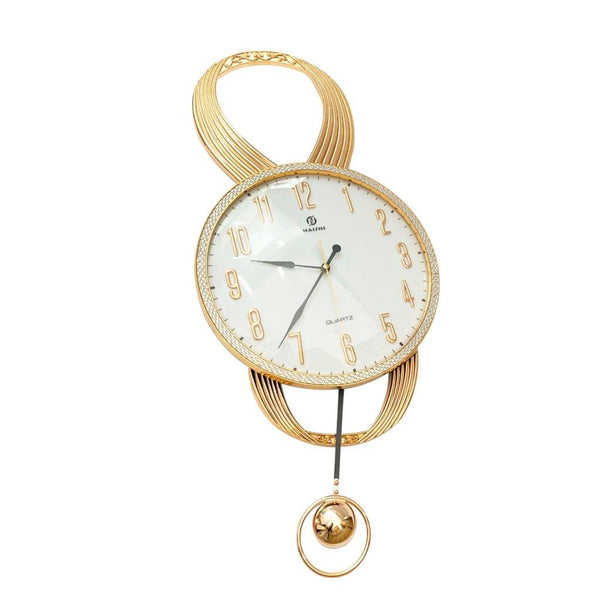 Decorative White Round Analog Wall Clock with Pendulum 66.5*32 cm (Ctn Box 12 units)