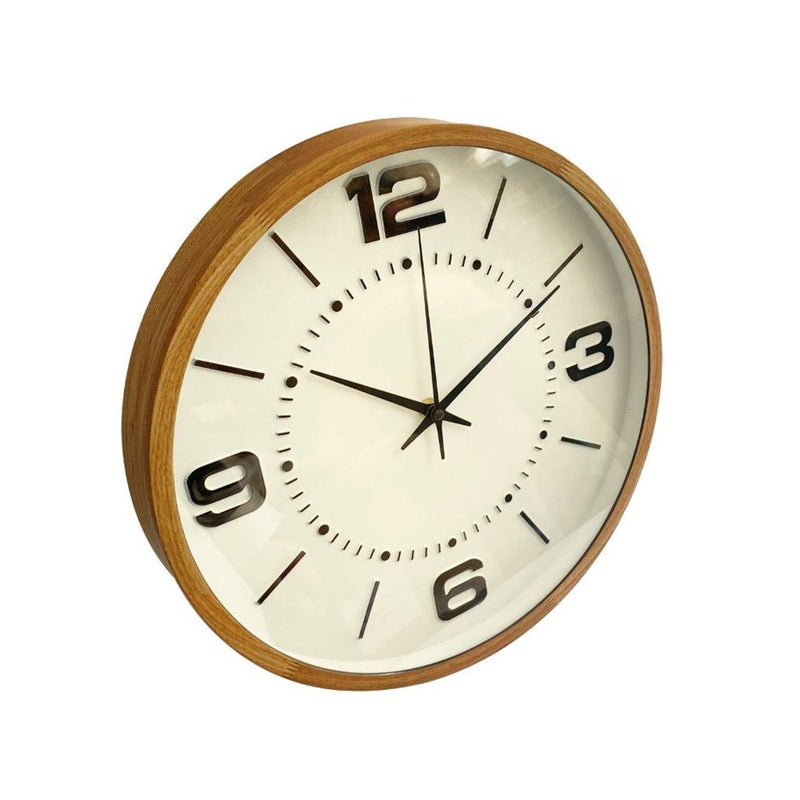 Minimalist Design Timber Round Analog Wall Clock 25*35 cm (Ctn Box 20 units)