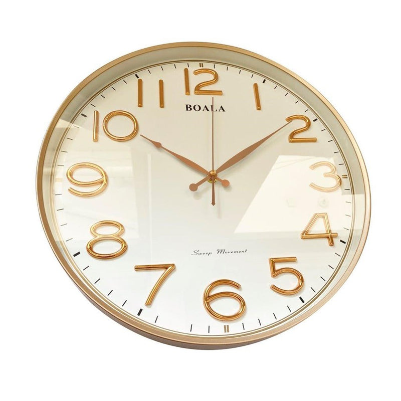 Minimalist Design Gold and White Round Analog Wall Clock 40 cm  (Ctn Box 10 units)