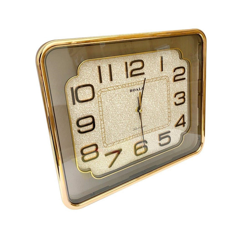 Minimalist Design Gold and White Rectangle Analog Wall Clock 37*42 cm (Ctn Box 10 units)