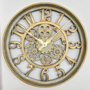Modern 3d Skeleton Metallic Brown Mechanical Grey Wall Clock 40*40 cm (Ctn Box 12 units)