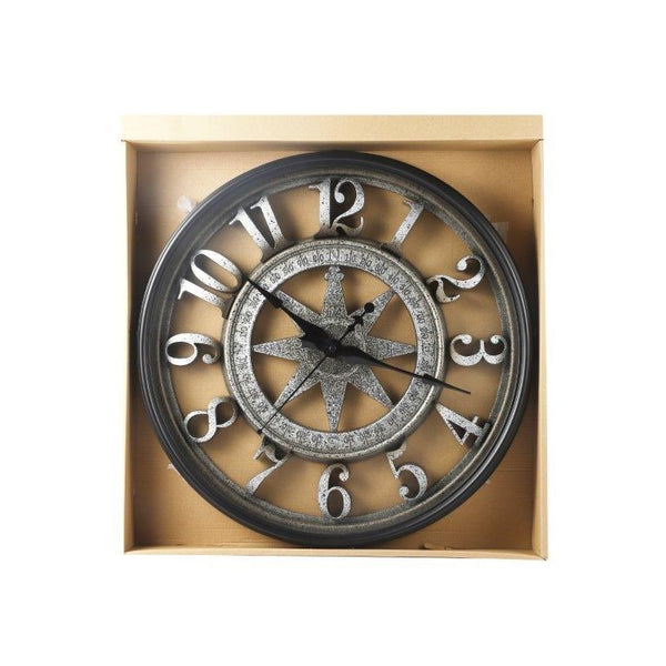 Antique Analog 3d Royal Vintage Metallic Grey Wall Clock  45*45 cm (Ctn Box 10 units)