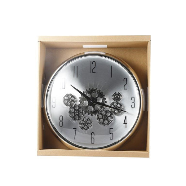 Modern 3d Skeleton Metallic Shine Mechanical Display Wall Clock 35*35 cm (Ctn Box 8 units)