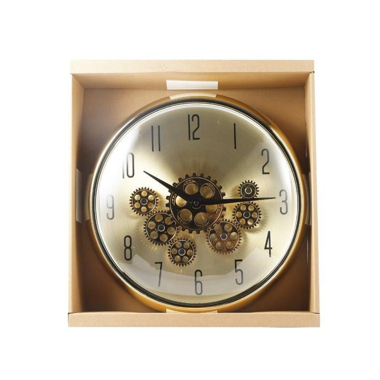 Modern 3d Skeleton Metallic Gold Shine Mechanical Display Wall Clock 35*35 cm (Ctn Box 8 units)