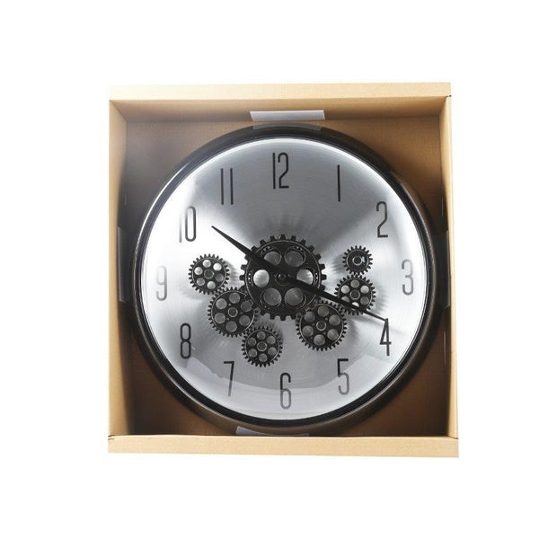 Modern 3d Skeleton Metallic Black Shine Mechanical Display Wall Clock 35*35 cm (Ctn Box 8 units)