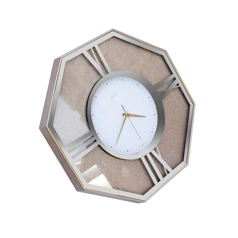 Decorative Hexagonal Shape Golden Glitter Design Analog Deco Wall Clock 47 cm  (Ctn Box 8 units)