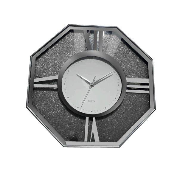 Decorative Hexagonal Shape Black Glitter Design Analog Deco Wall Clock 47 cm  (Ctn Box 8 units)