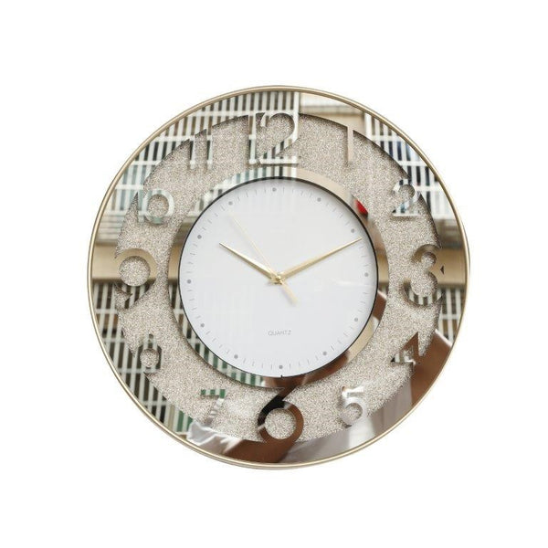 Decorative Round Shape Gold Glitter Design Analog Deco Wall Clock  40 cm  (Ctn Box 12 units)