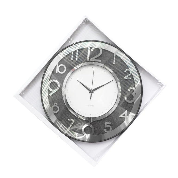 Decorative Round Shape Black Glitter Design Analog Deco Wall Clock  40 cm  (Ctn Box 12 units)
