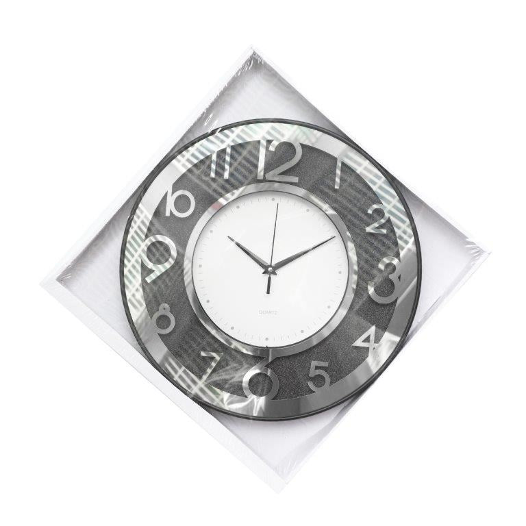Decorative Round Shape Black Glitter Design Analog Deco Wall Clock  40 cm  (Ctn Box 12 units)