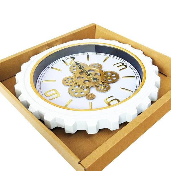 Modern 3d Skeleton Gold Mechanical Display Wall Clock 50*50 cm (Ctn Box 10 units)