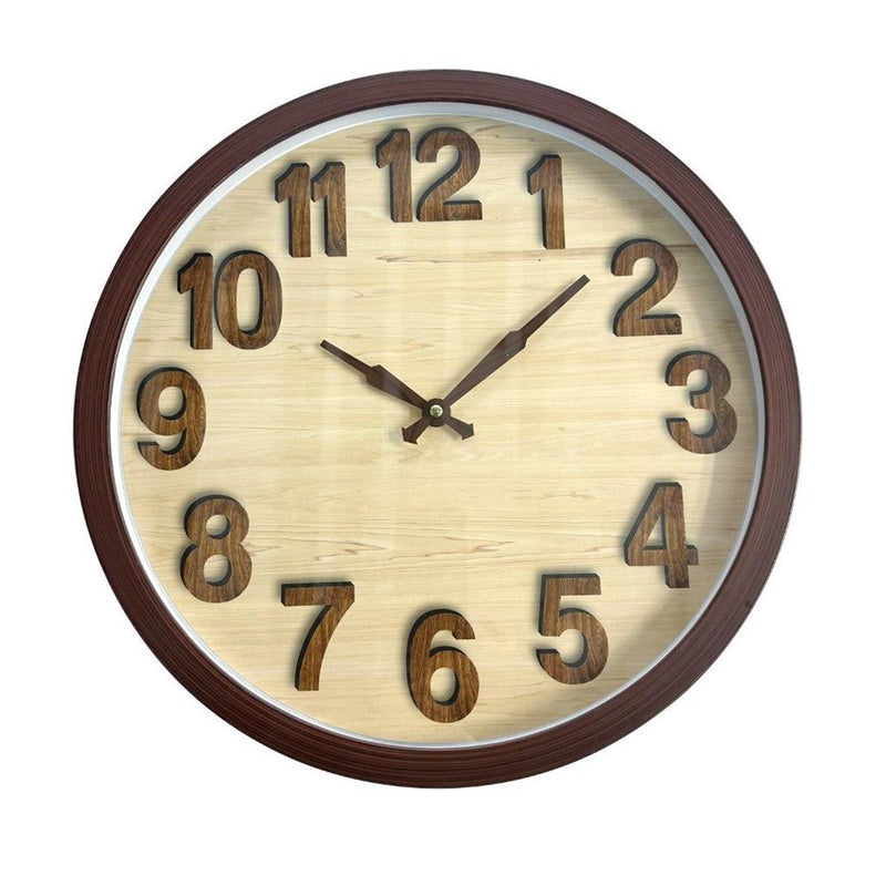 Minimalist Design Brown Round Analog Wall Clock 40 cm (Ctn Box 12 units)