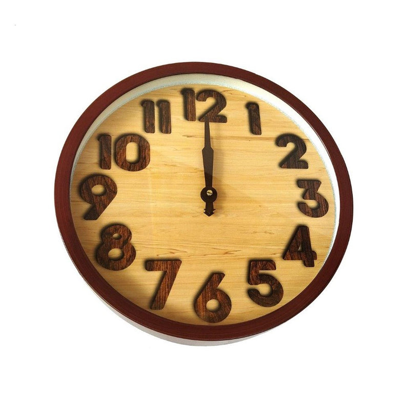 Minimalist Design Brown Round Analog Wall Clock 30 cm (Ctn Box 30 units)