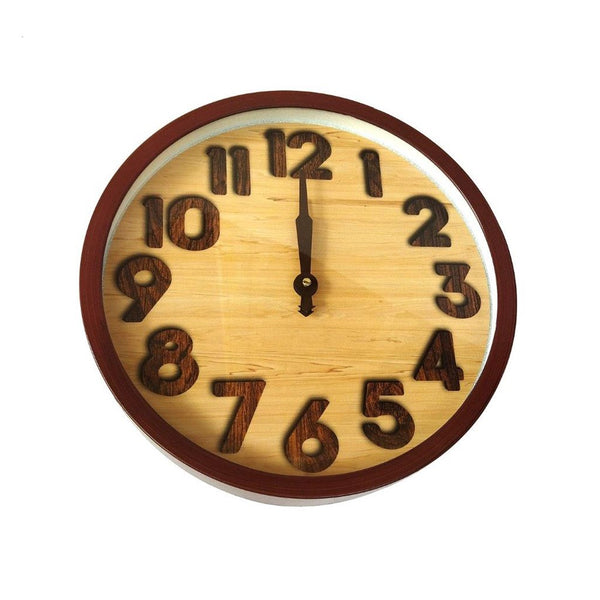 Minimalist Design Brown Round Analog Wall Clock 30 cm (Ctn Box 30 units)