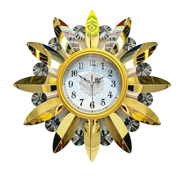 Decorative Abstract Design Metal Round Gold Frame Wall Clock 60 cm (Ctn Box 5 units)