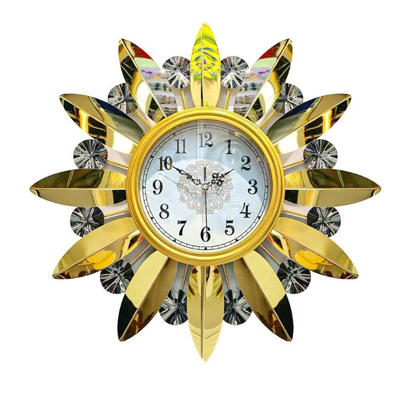 Decorative Abstract Design Metal Round Gold Frame Wall Clock 60 cm (Ctn Box 5 units)