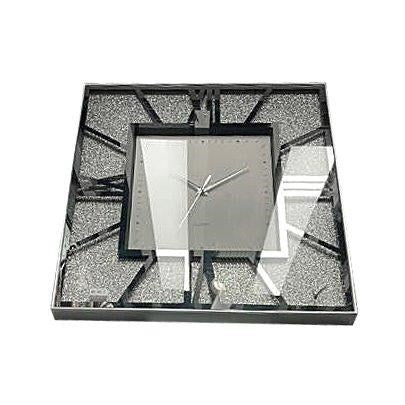 Decorative Rectangle Shape Silver Glitter Design Analog Deco Wall Clock 47 cm  (Ctn Box 8 units)