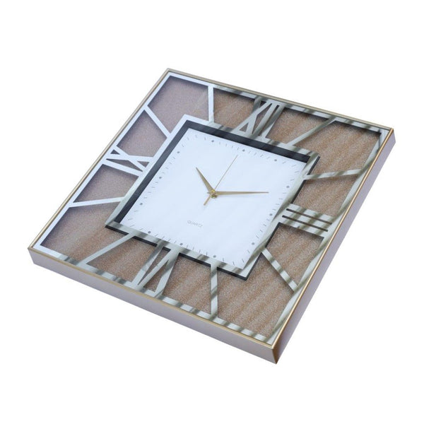 Decorative Rectangle Shape Gold Glitter Design Analog Deco Wall Clock 47 cm  (Ctn Box 8 units)