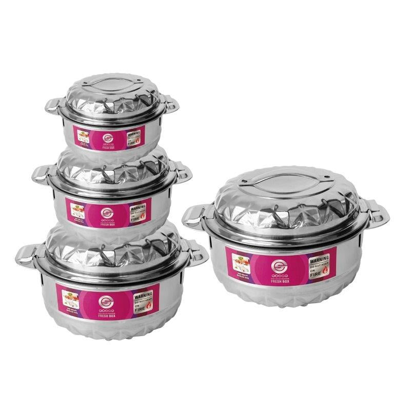Stainless Steel Vacuum Insulated Hot Pot Food Warmer set of 4 Pcs 1/2/3/4L  (Ctn Box 8 units)