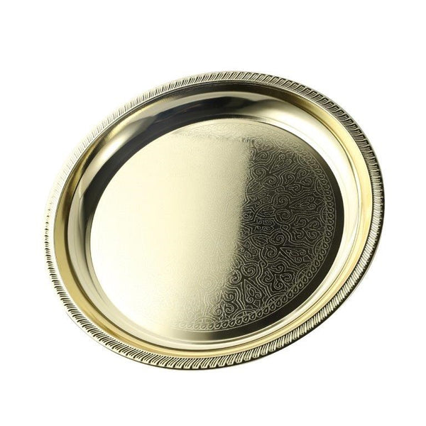 Gold Plated Stainless Steel Round Serving Tray 40 cm  (Ctn Box 60 units)