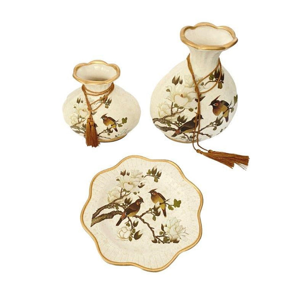 Home Decor Table Top Abstract Print Ceramic Vase Set of 3 Pcs 9*24/8.5*16/20 cm (Ctn Box 12 units)