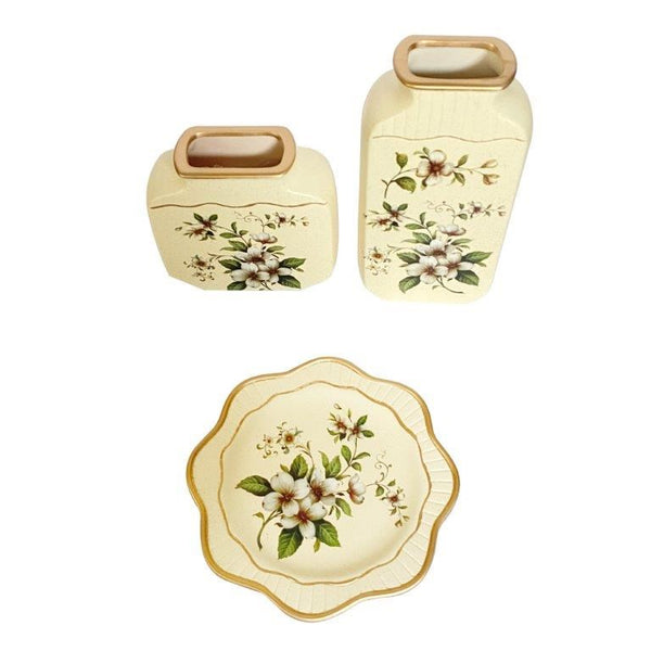 Home Decor Table Top Abstract Print Ceramic Vase Set of 3 Pcs 16*16/12*25/21.5 cm (Ctn Box 12 units)