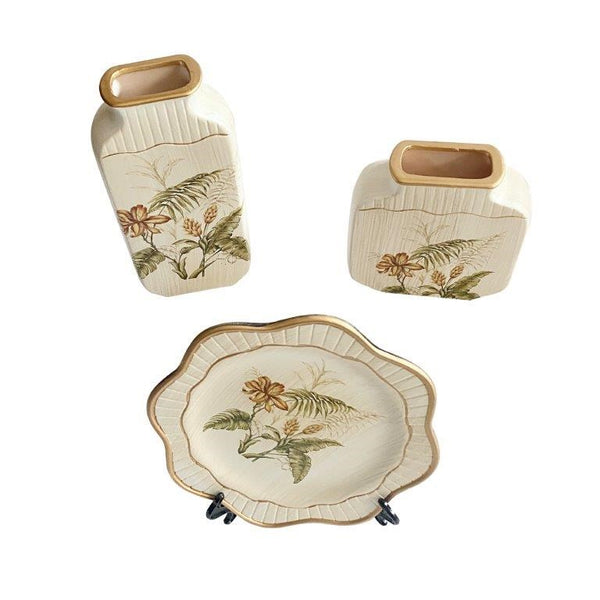 Home Decor Table Top Abstract Print Ceramic Vase Set of 3 Pcs 16*16/12*25/21.5 cm (Ctn Box 12 units)