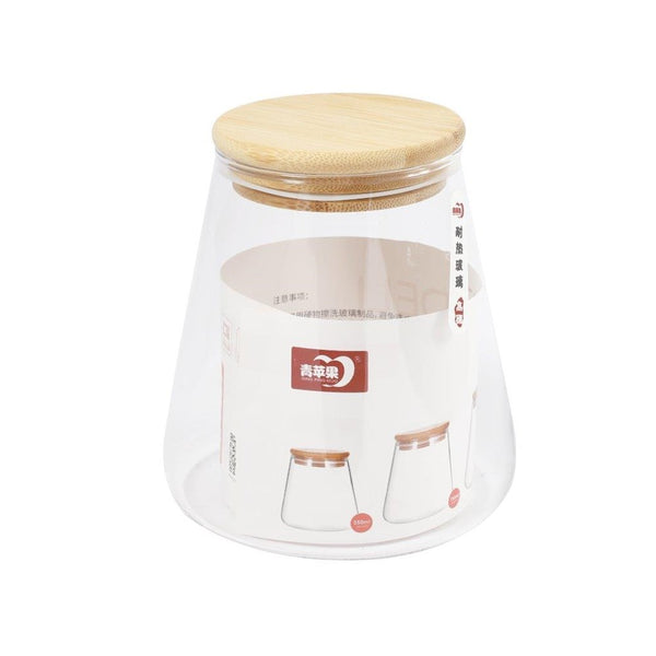 Airtight Bamboo Lid Glas Condiment Seasoning Jar 750 ml (Ctn Box 36 units)