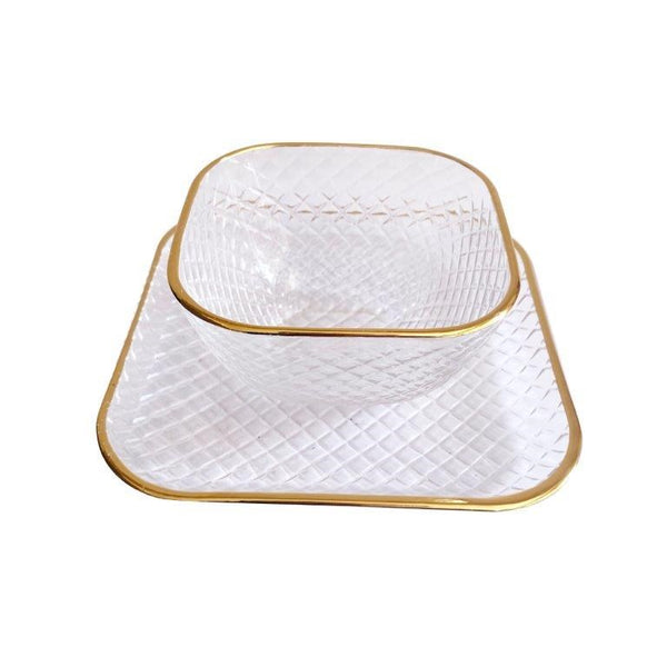 Crystal Glass Ice Cream and Dessert Bowl and Plate Set of 12 Pcs 10.5*5.2/15 cm (Ctn Box 6 units)
