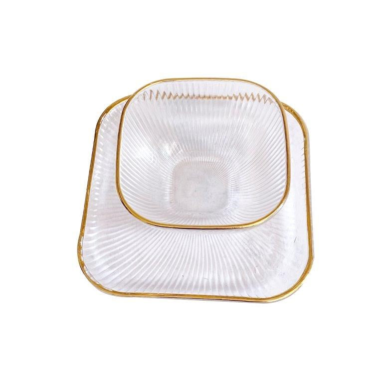 Crystal Glass Ice Cream and Dessert Bowl and Plate Set of 12 Pcs 10.5*5.2/15 cm (Ctn Box 6 units)