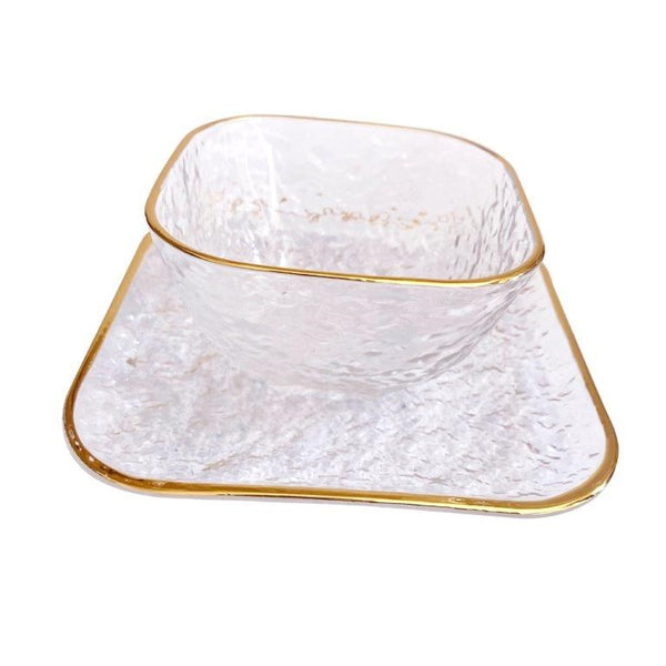Crystal Glass Ice Cream and Dessert Bowl and Plate Set of 12 Pcs 10.5*5.2/15 cm (Ctn Box 6 units)