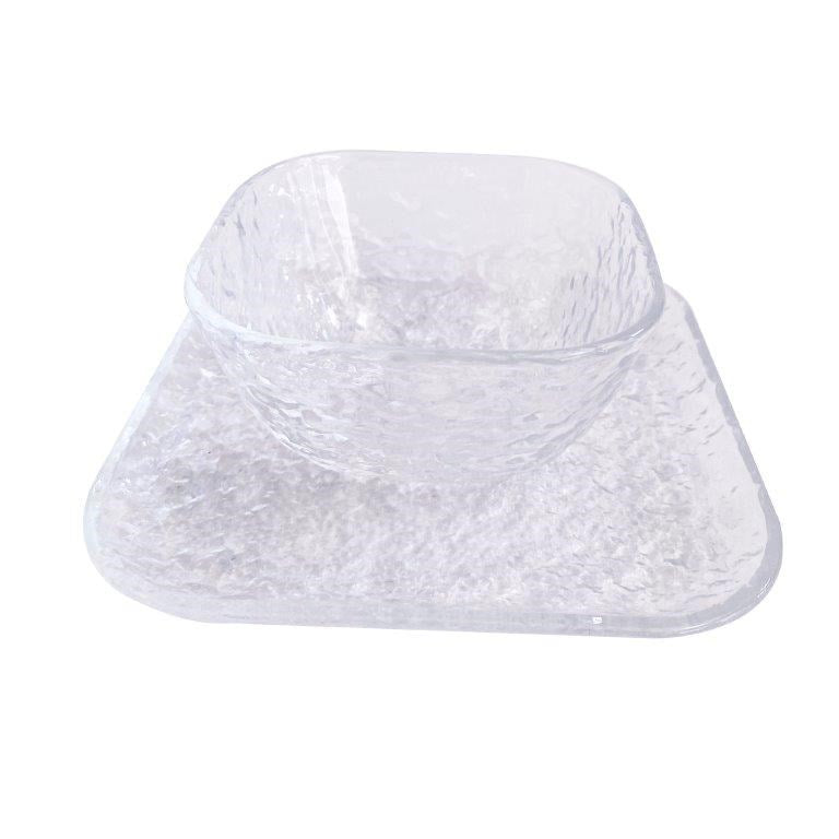Crystal Glass Ice Cream and Dessert Bowl and Plate Set of 12 Pcs 10.5*5.2/15 cm (Ctn Box 6 units)