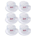 Premium Lead Free Glass Tea Cup with Saucer Set of 6 Pcs 8*6/13 cm (Ctn Box 8 units)