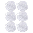 Premium Lead Free Glass Tea Cup with Saucer Set of 6 Pcs 9*6.5/14 cm (Ctn Box 8 units)