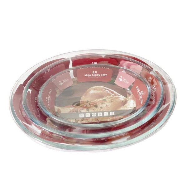 Heat Resistant Round Glass Baking Dish Set of 3 Pcs 2.4/1.6/0.7L  (Ctn Box 4 units)