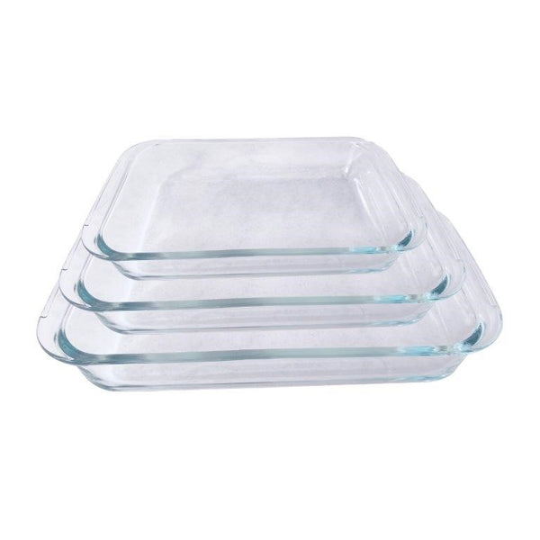 Heat Resistant Rectangle Glass Baking Dish Set of 3 Pcs 2.2/1.6/1L  (Ctn Box 4 units)
