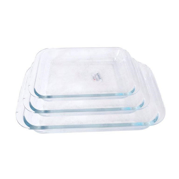 Heat Resistant Rectangle Glass Baking Dish Set of 3 Pcs 3+2.2+1L  (Ctn Box 4 units)