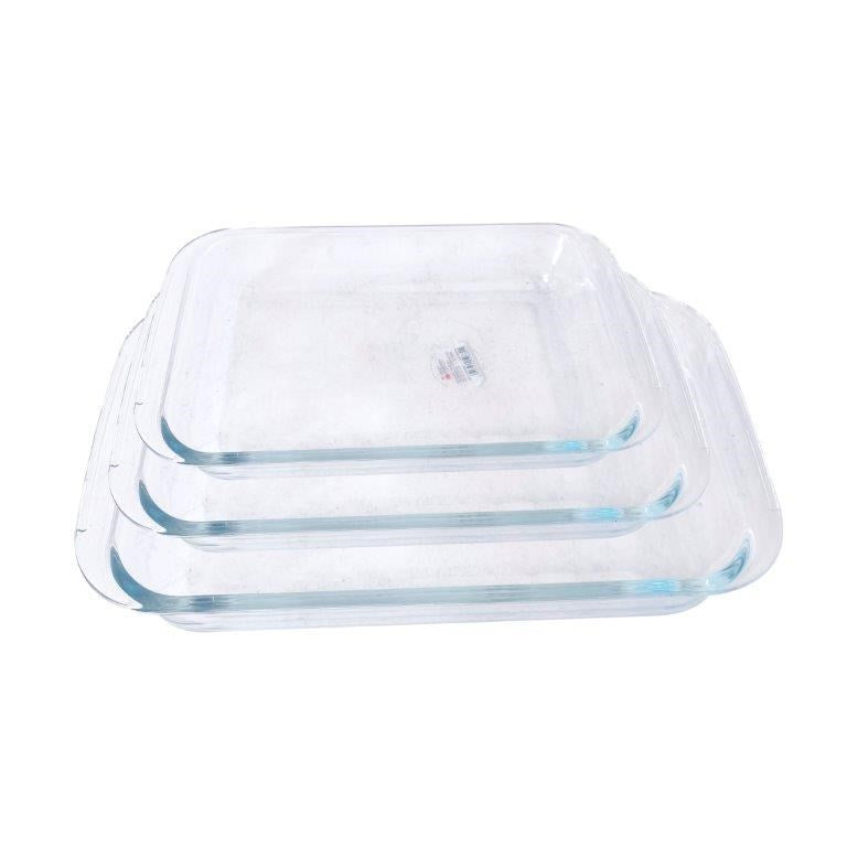 Heat Resistant Rectangle Glass Baking Dish Set of 3 Pcs 3+2.2+1L  (Ctn Box 4 units)