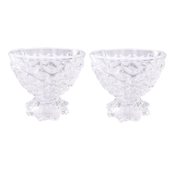 Crystal Cut Glass Ice Cream and Dessert Bowl Set of 2 Pcs 10.5*10.5 cm  (Ctn Box 24 units)