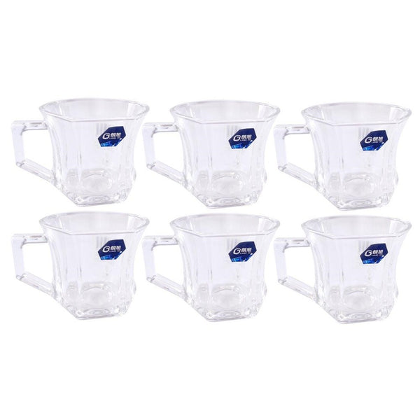 Premium Lead Free Glass Tea Cup Set of 6 Pcs 180 ml  (Ctn Box 12 units)
