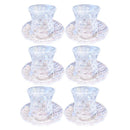 Premium Lead Free Glass Tea Cup with Saucer Set of 6 Pcs 6.5*8.5/12*2.5 cm (Ctn Box 8 units)